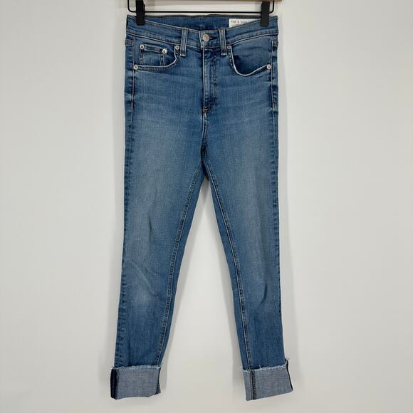 Rag & Bone High Rise Ankle Skinny Jean Levee Raw Hem Pockets Womens 26 - Picture 1 of 9